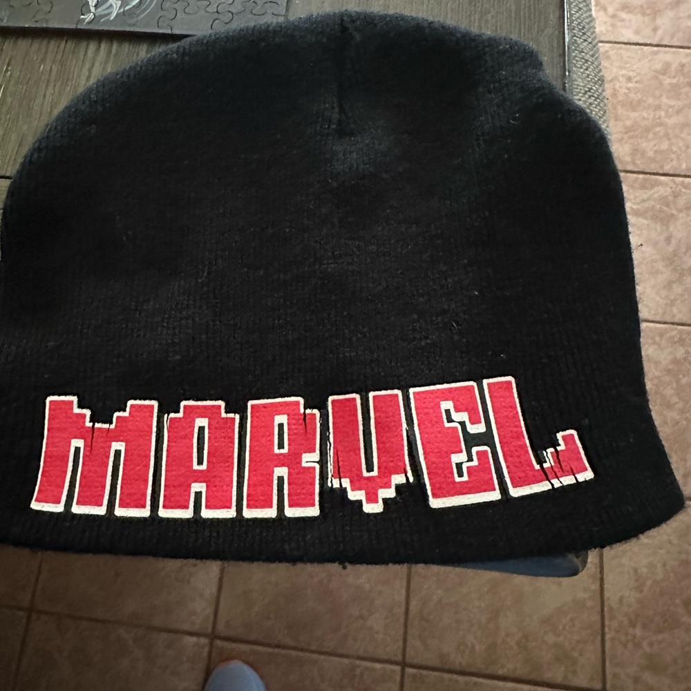 Marvel Black Knit Hat with Red Logo